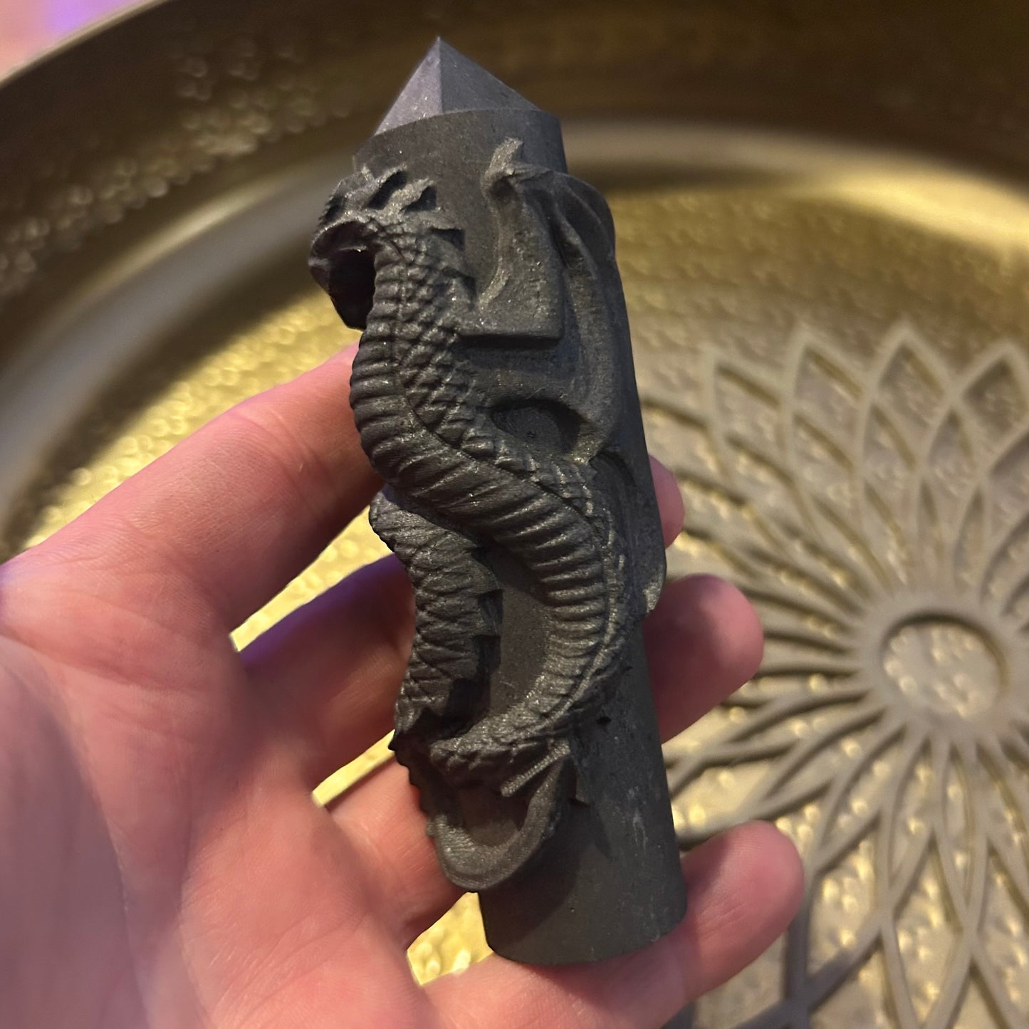 Shungite Dragon Carved Tower