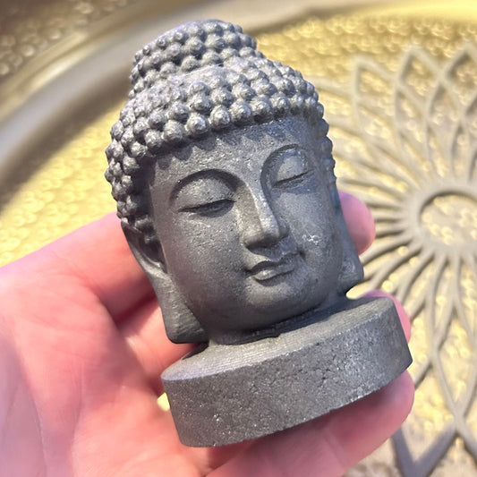 Shungite Buddha Head Carving