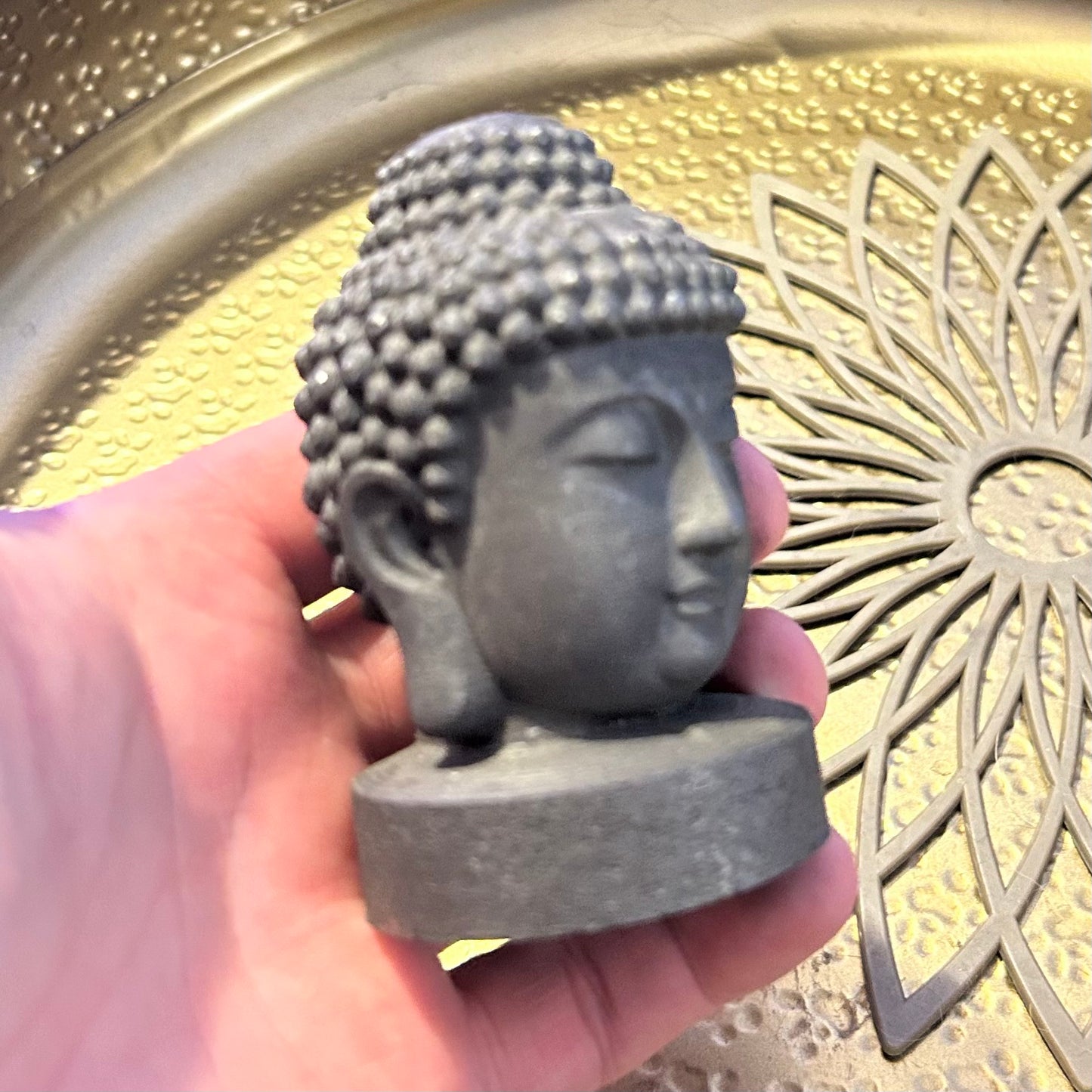 Shungite Buddha Head Carving