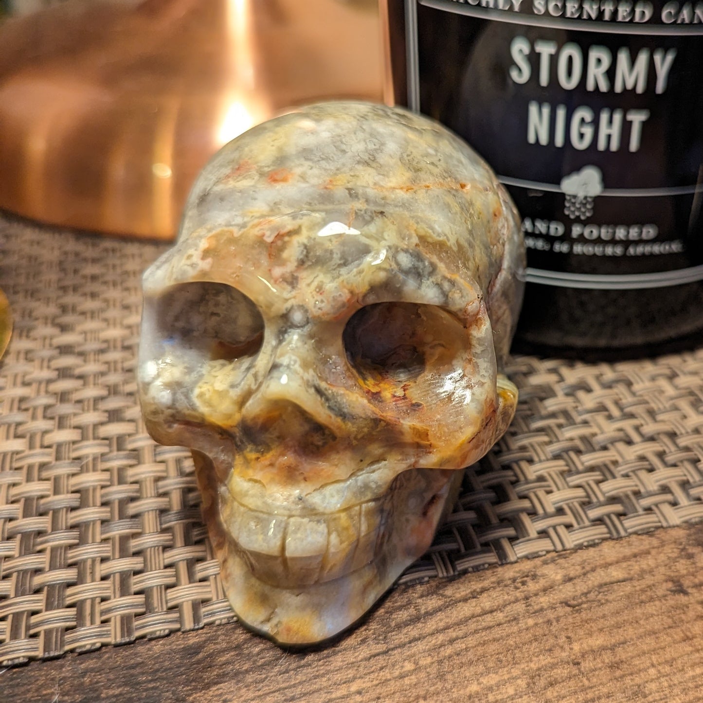 Crazy Lace Agate Skull 691g