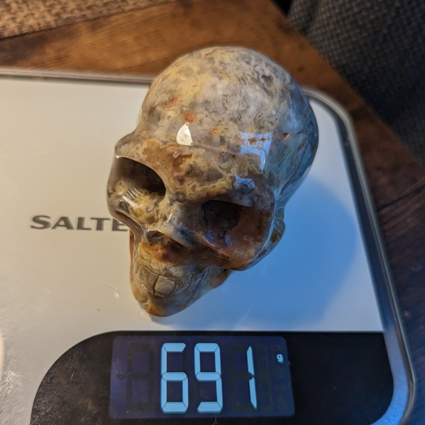 Crazy Lace Agate Skull 691g