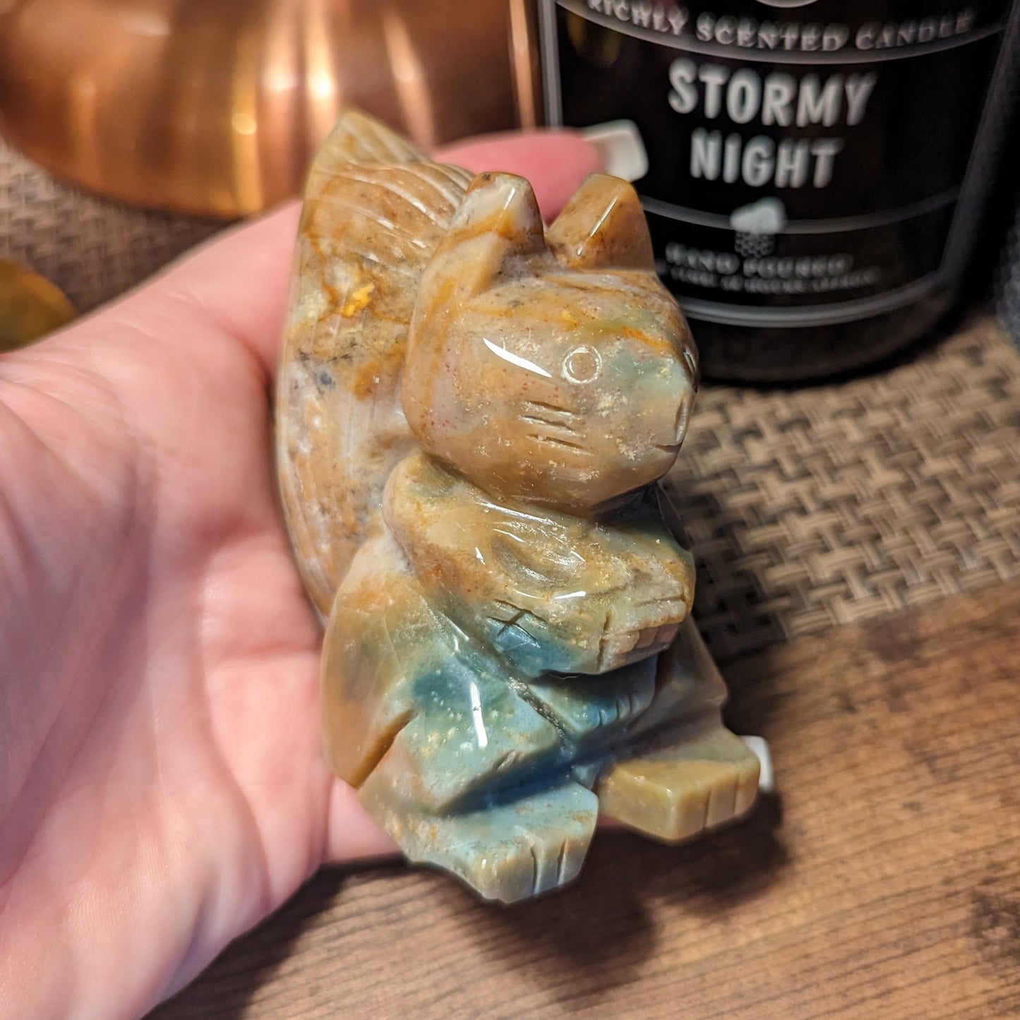Squirrel Large Ocean Jasper Carving 552g