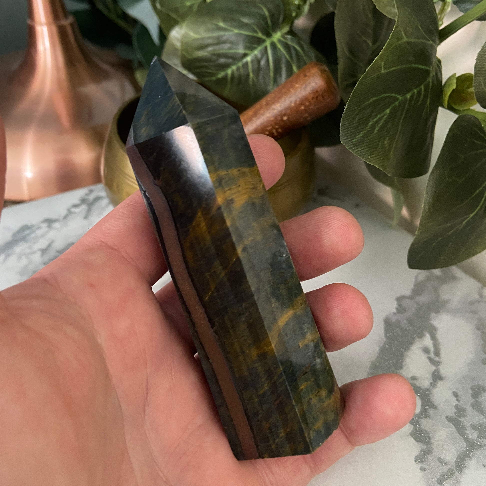 Blue Tiger Eye Point - Earth Elements UK