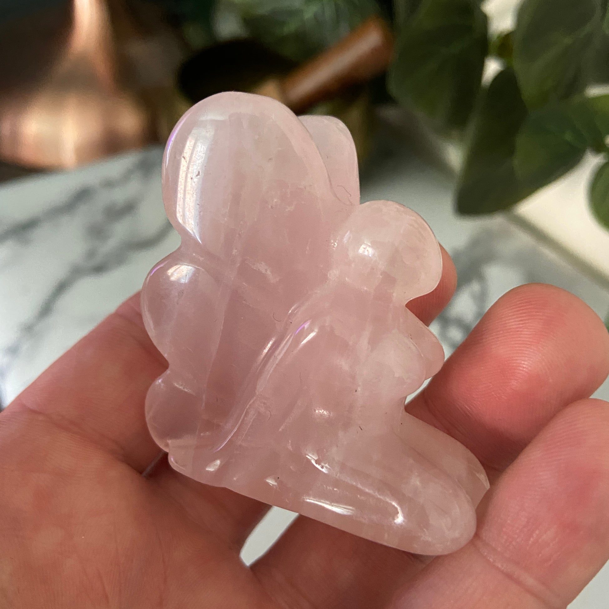 Small Rose Quartz Fairy Carving - Earth Elements UK