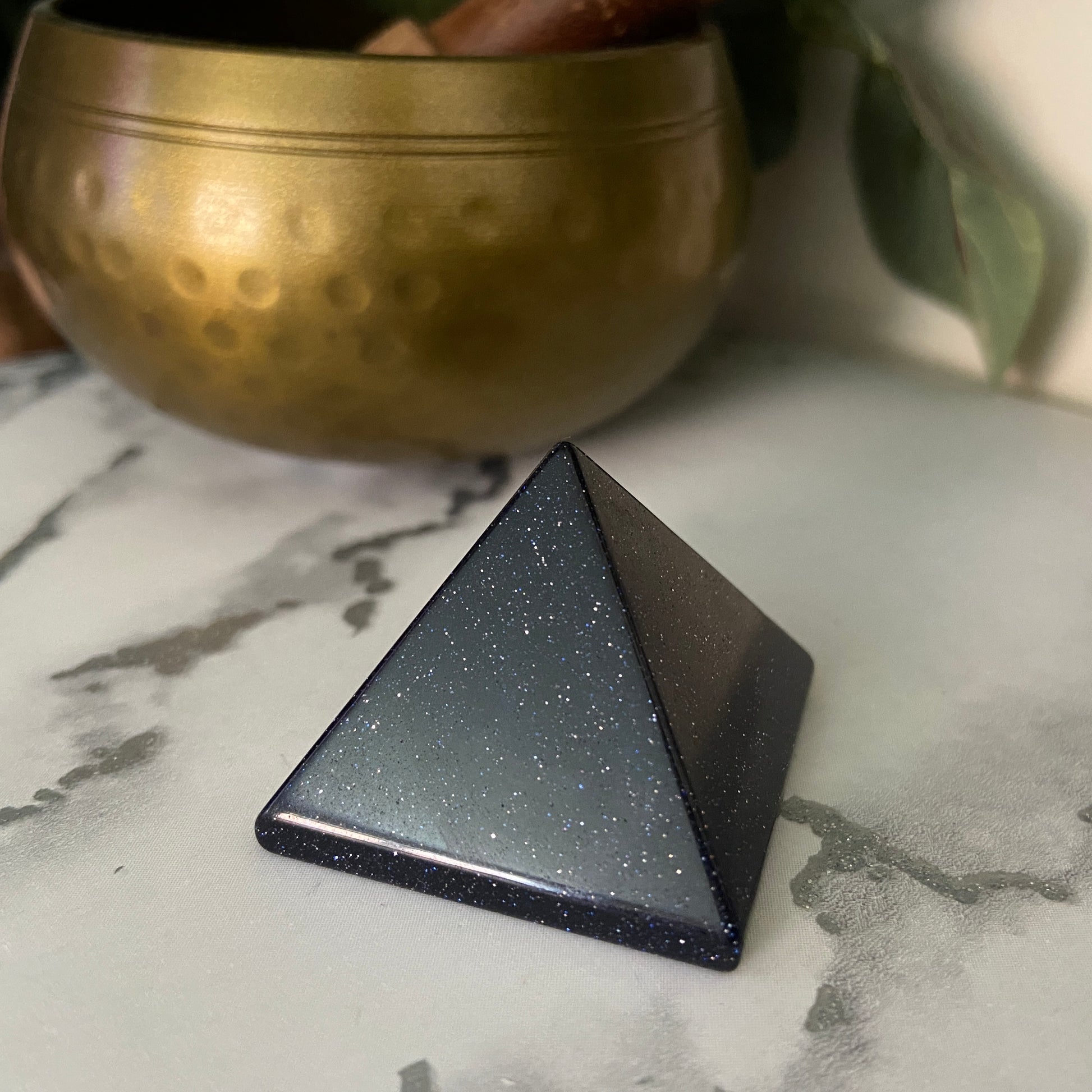 Small Blue Sandstone Pyramid - Earth Elements UK