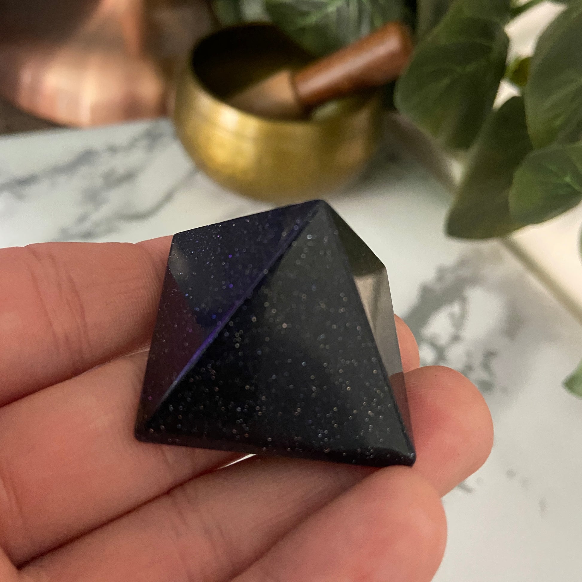 Small Blue Sandstone Pyramid - Earth Elements UK