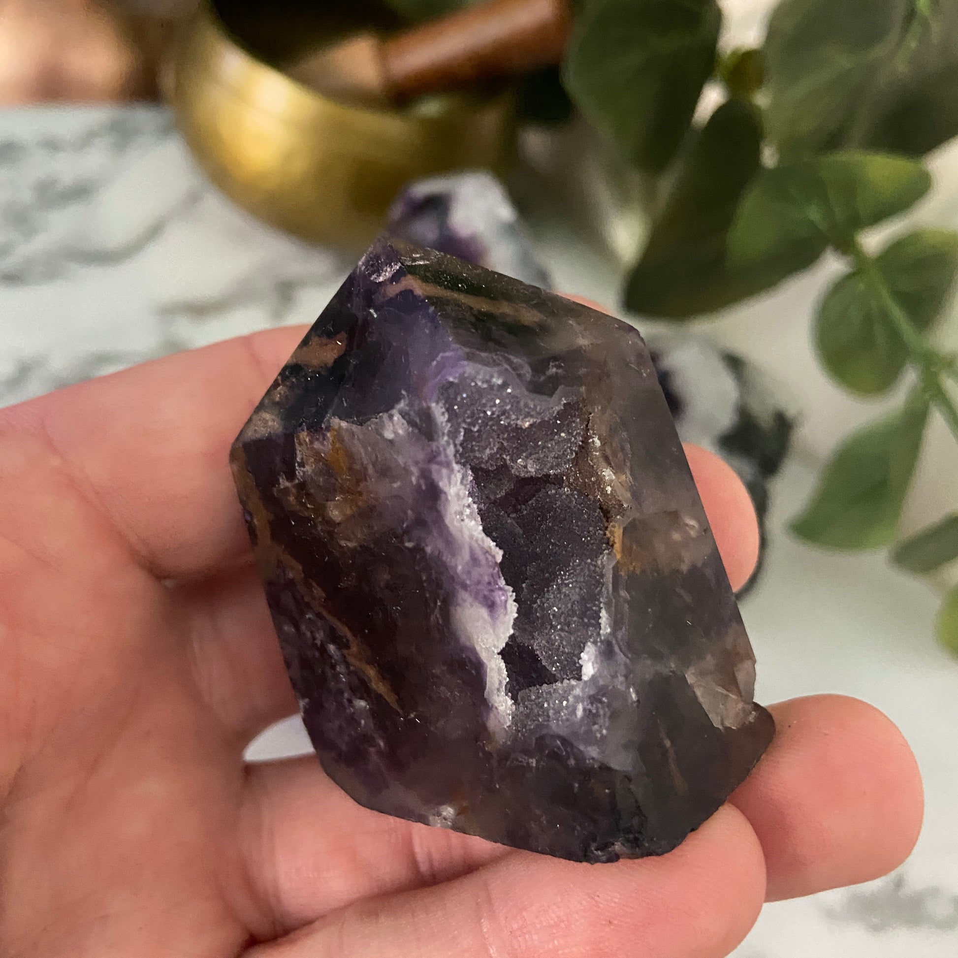 Purple Fluorite & Quartz Points - Earth Elements UK