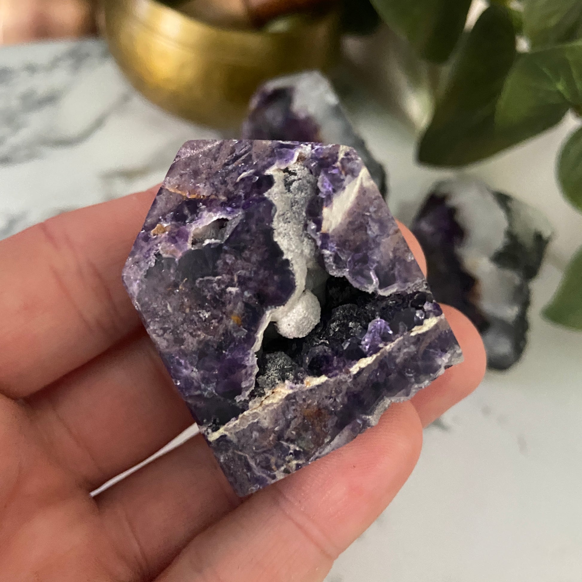 Purple Fluorite & Quartz Points - Earth Elements UK