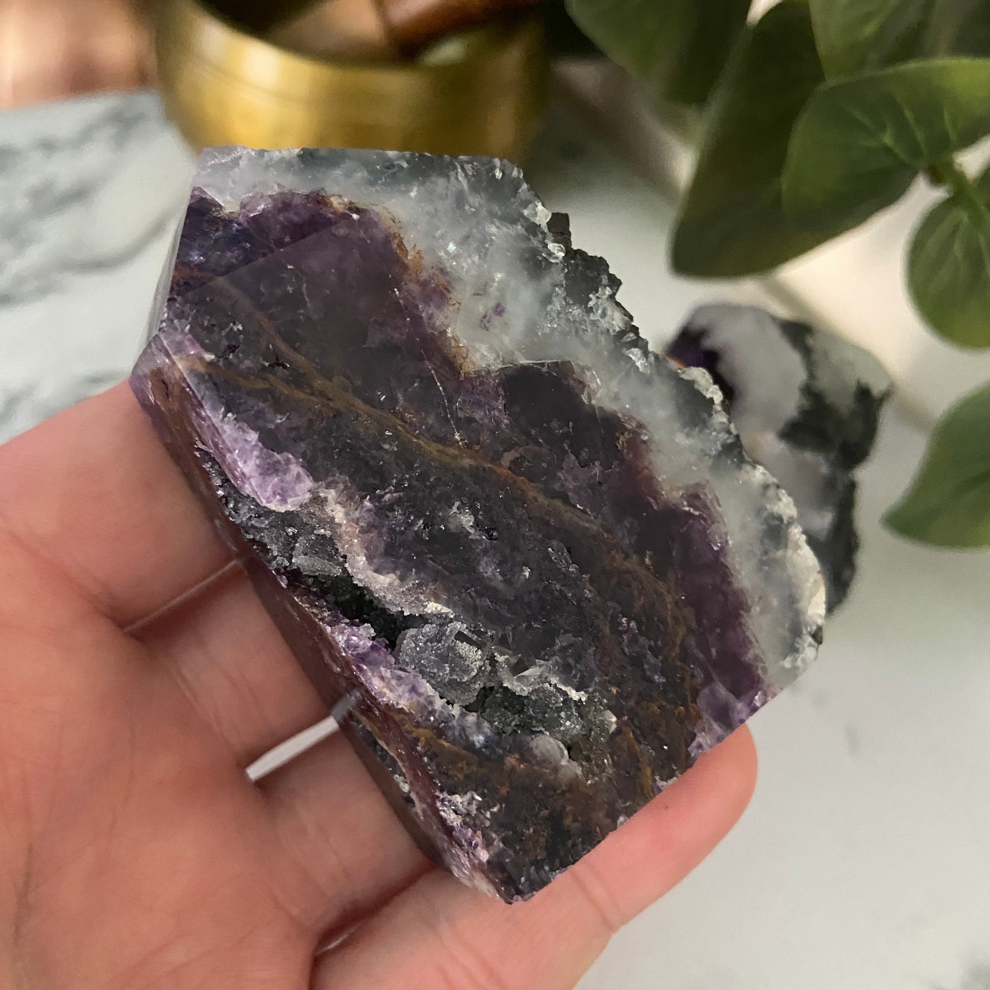 Purple Fluorite & Quartz Points - Earth Elements UK