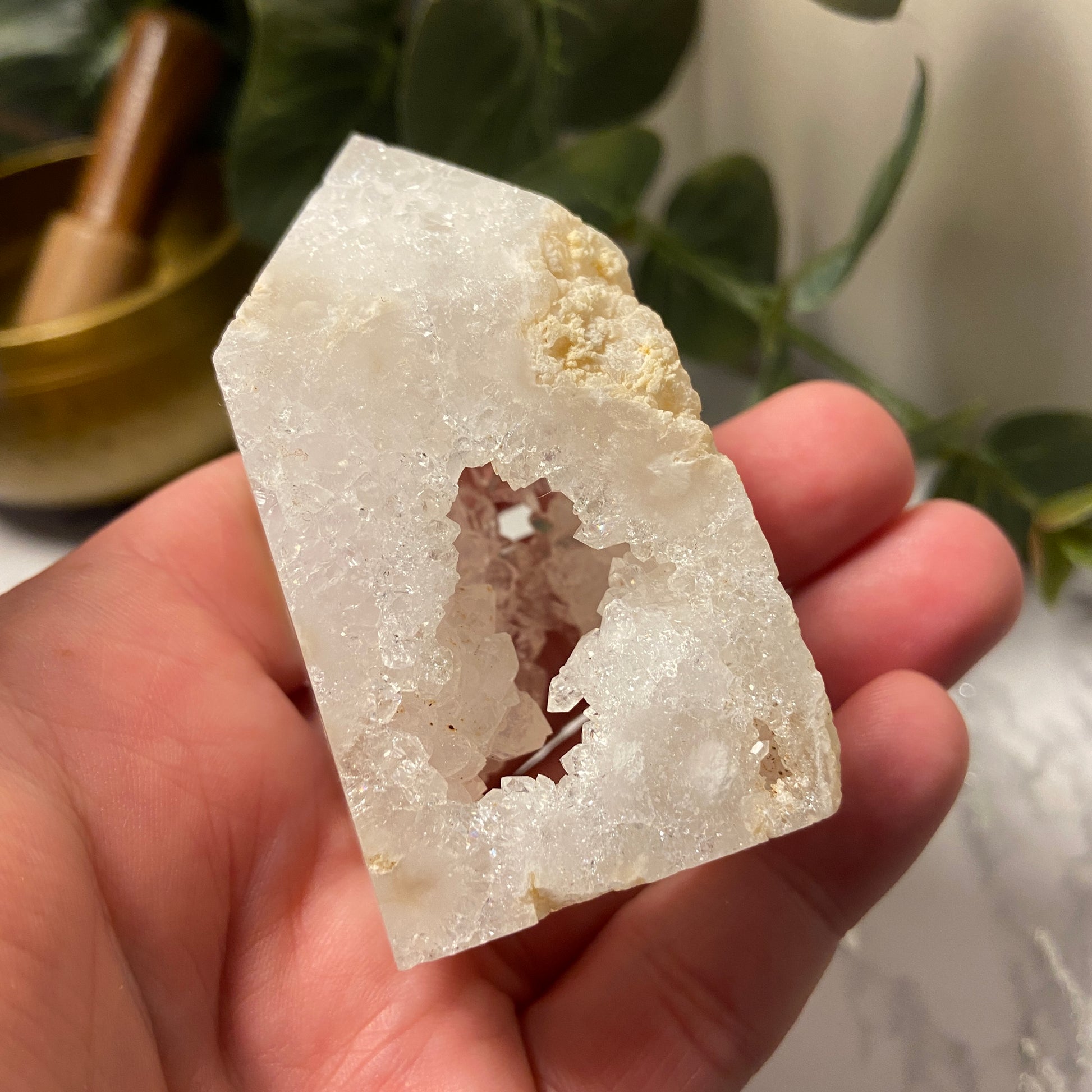 White Snow Agate Druzy Points - Earth Elements UK