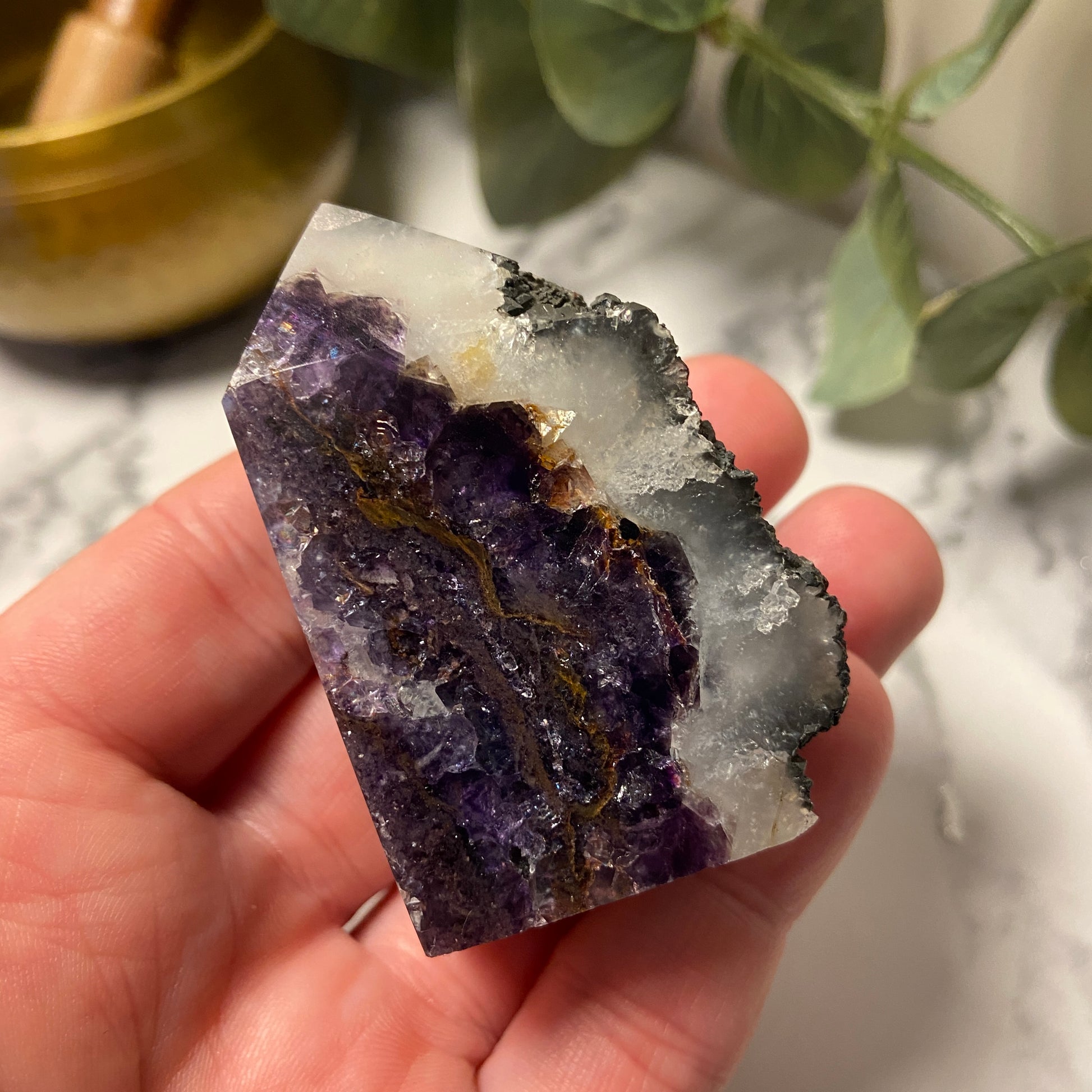 Purple Fluorite & Quartz Points - Earth Elements UK