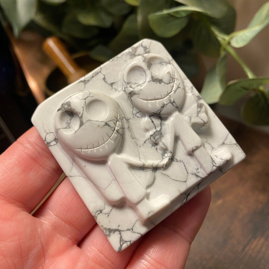 Howlite Jack & Sally Nightmare Before Christmas Tile - Earth Elements UK