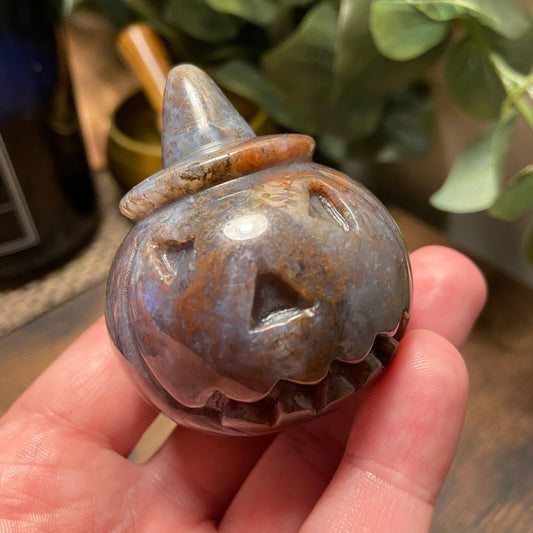 Ocean Jasper Carved Pumpkin - Earth Elements UK