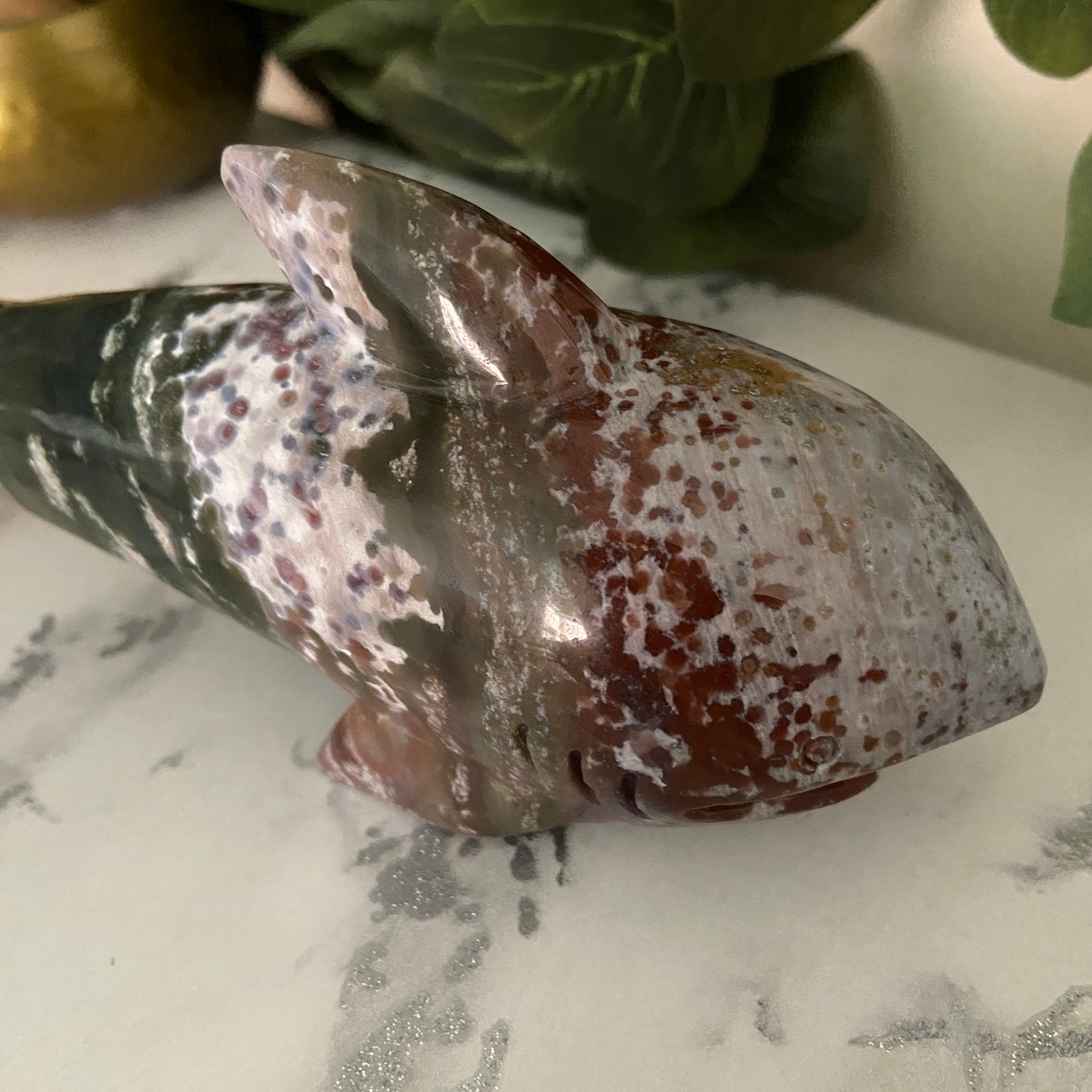 Ocean Jasper Druzy Large Shark - Earth Elements UK