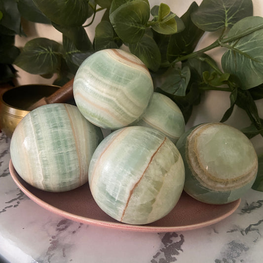 Pistachio Calcite Spheres - Earth Elements UK