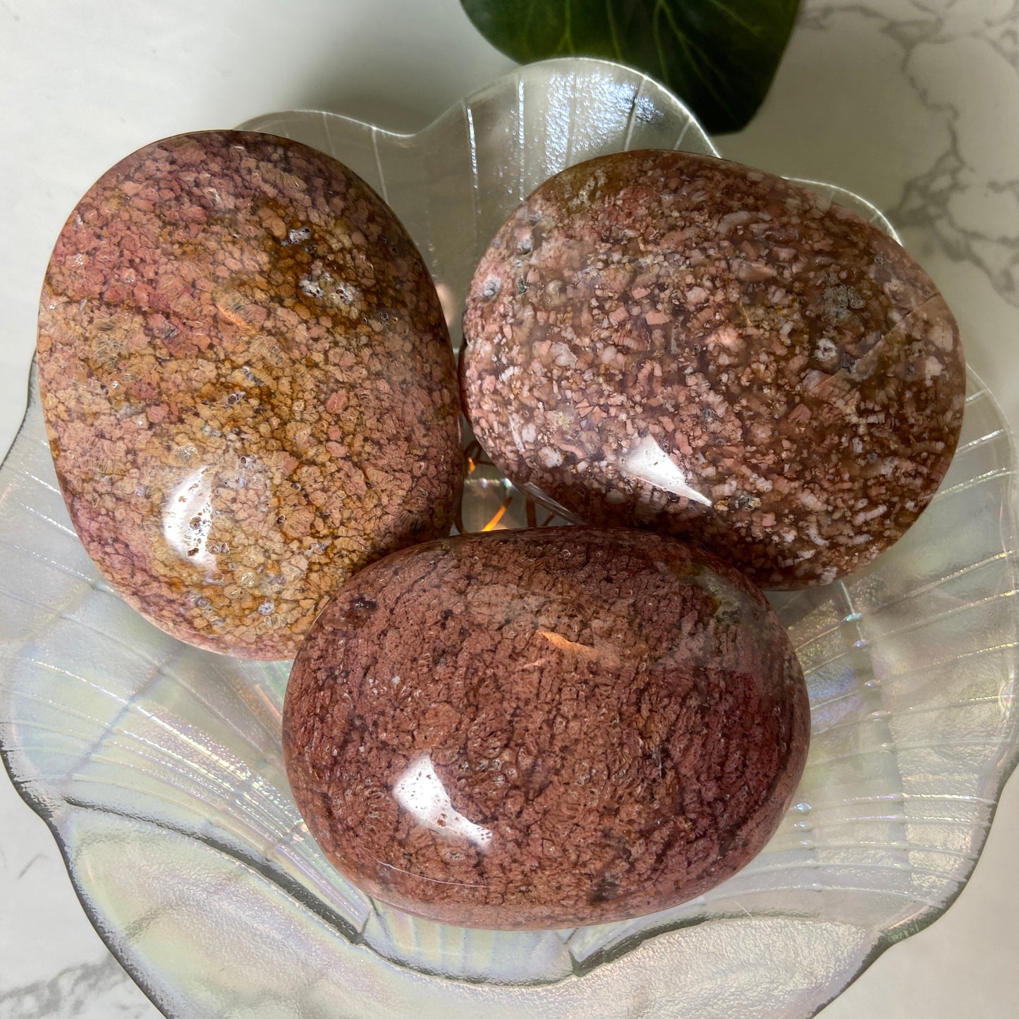 Pink Agate Large Palm Stones - Earth Elements UK