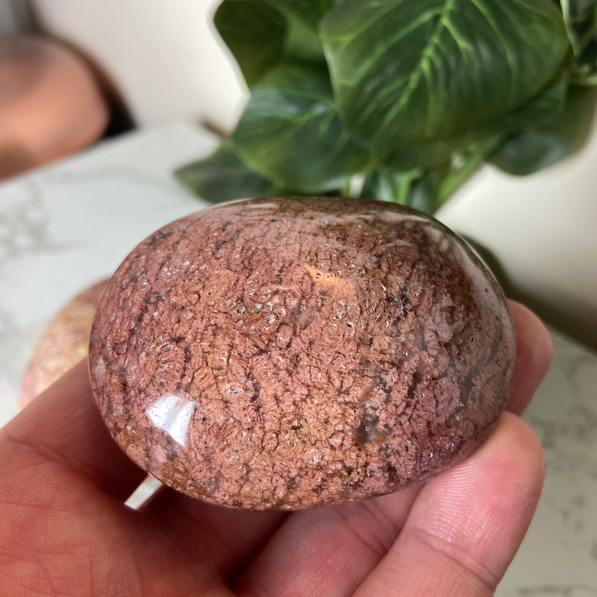 Pink Agate Large Palm Stones - Earth Elements UK