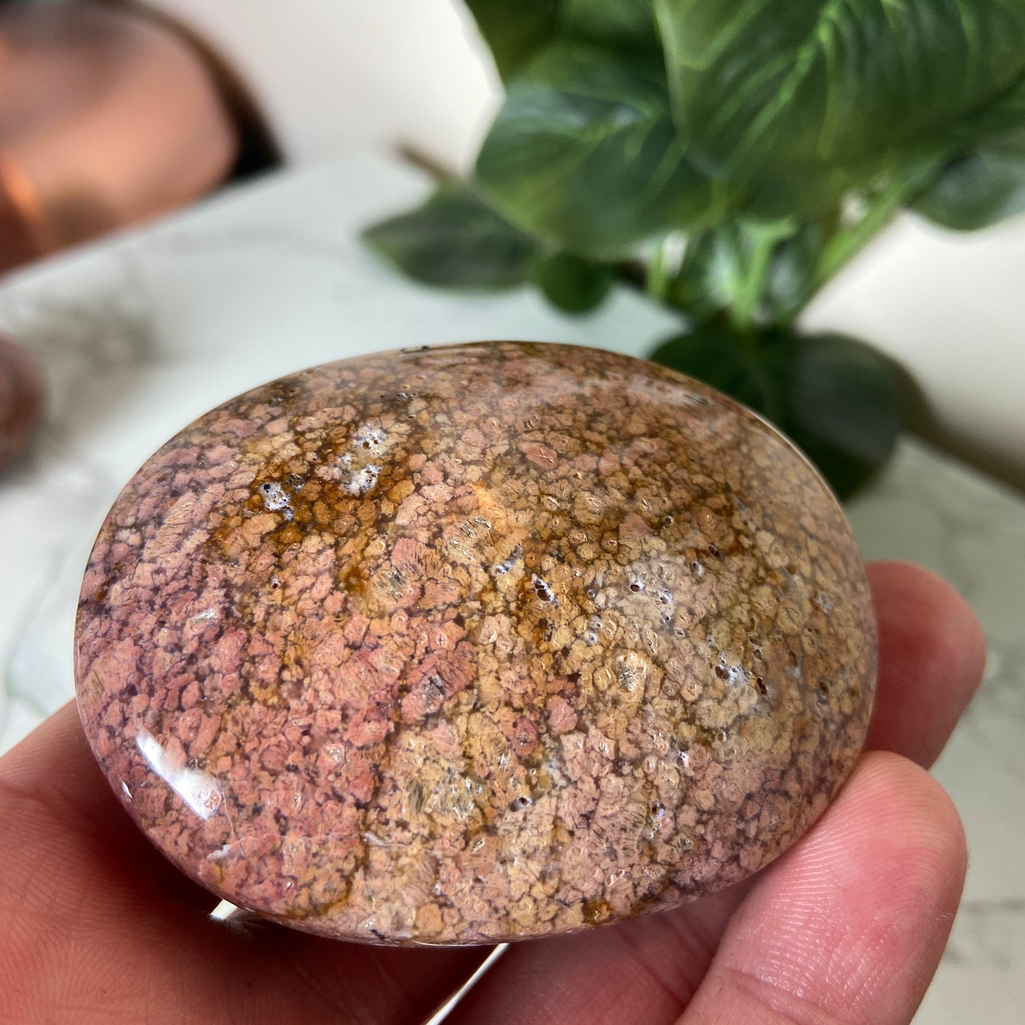 Pink Agate Large Palm Stones - Earth Elements UK