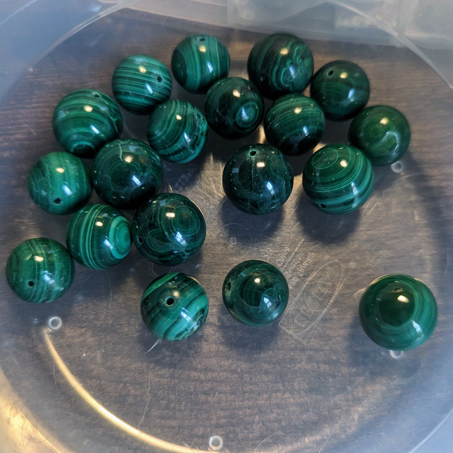 Malachite Sphere Large Beads x 4
