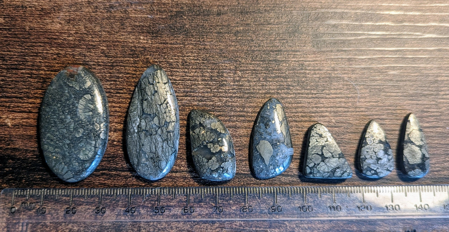 Marcasite Cabochons Set x 7