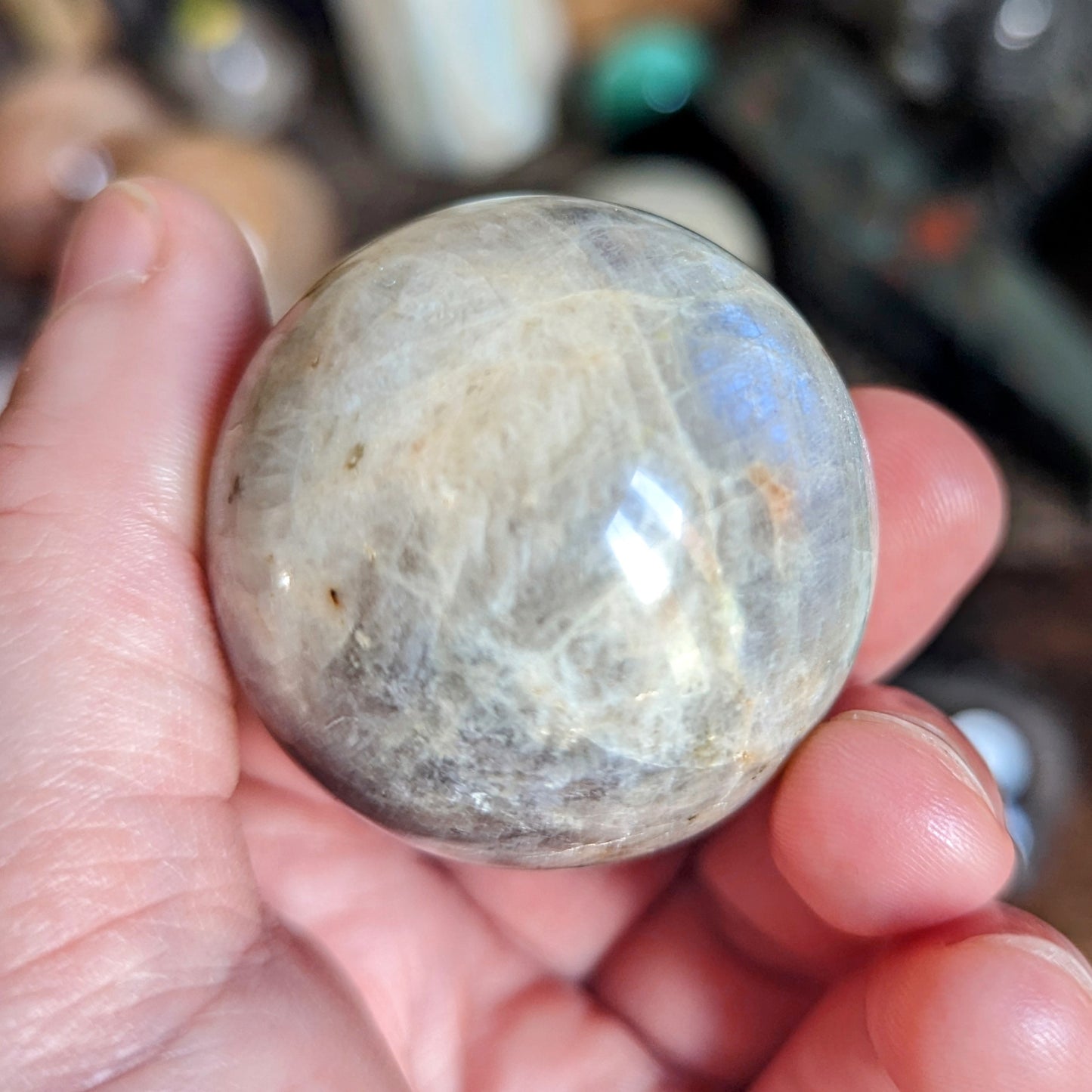 Moonstone with Blue Flash Medium Spheres