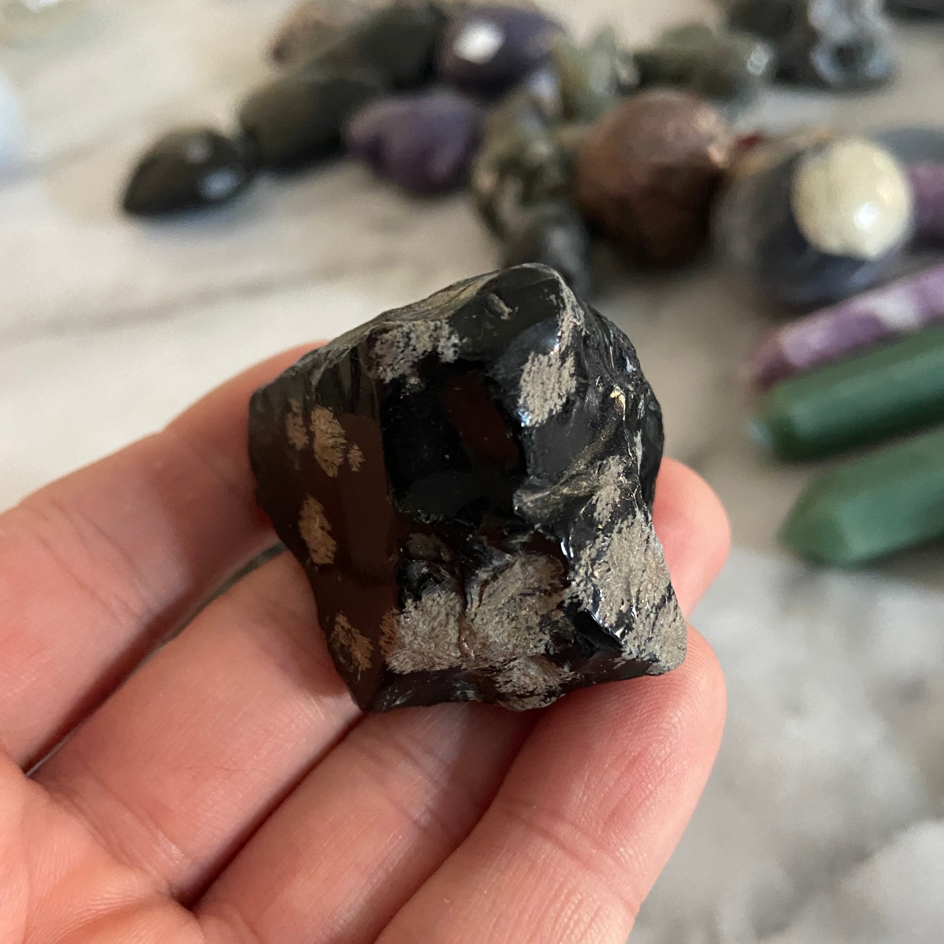 Raw Large Snowflake Obsidian Chunk - Earth Elements UK