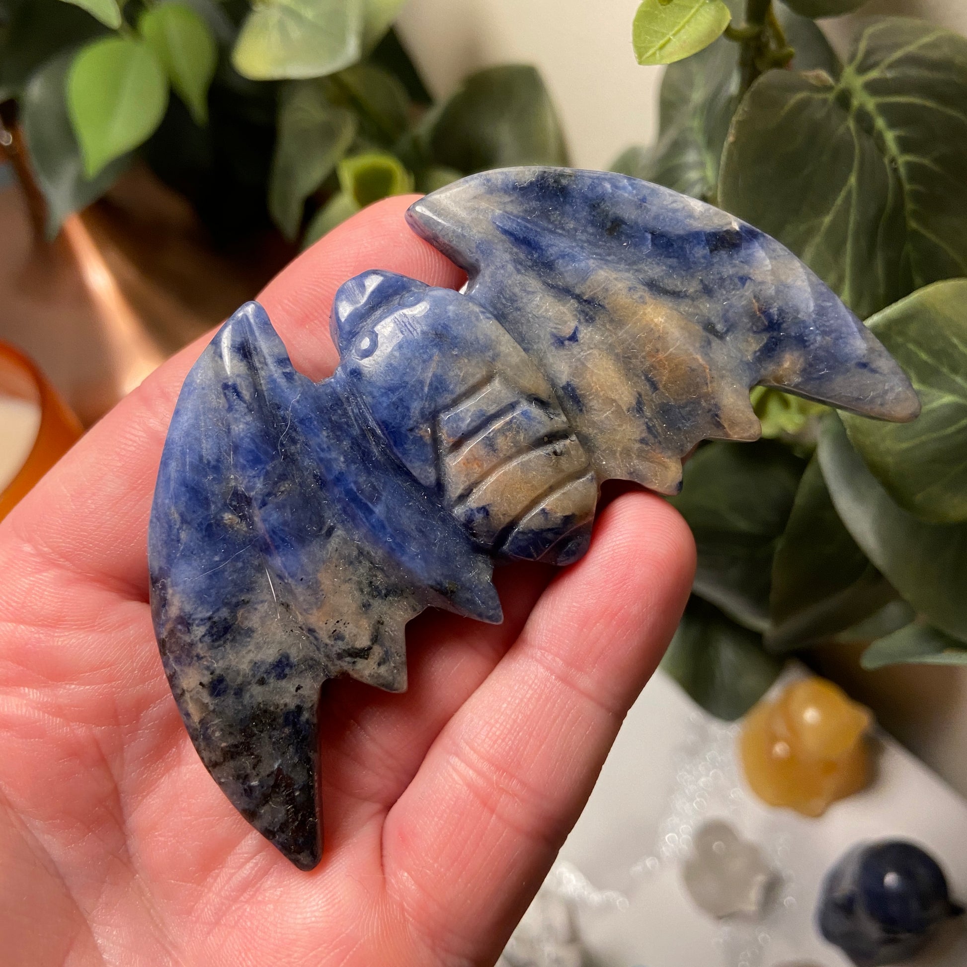 Sodalite Bat Carving - Earth Elements UK