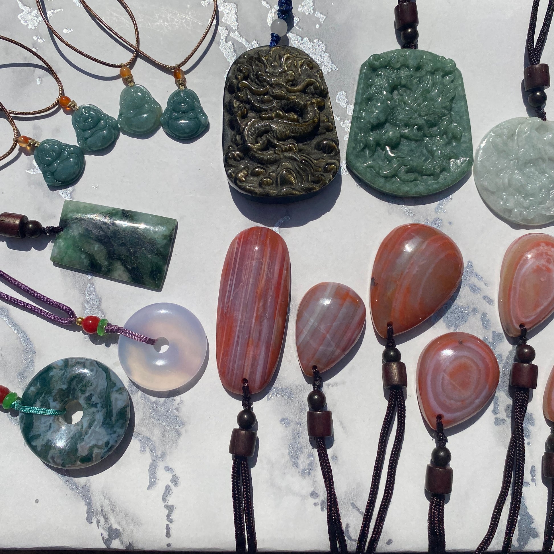 Pink Chalcedony Donut Necklace - Earth Elements UK