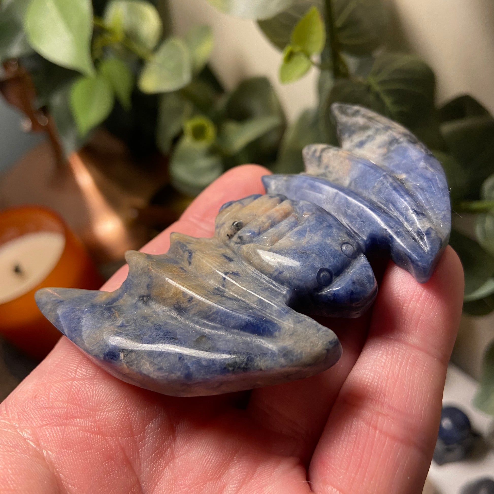 Sodalite Bat Carving - Earth Elements UK