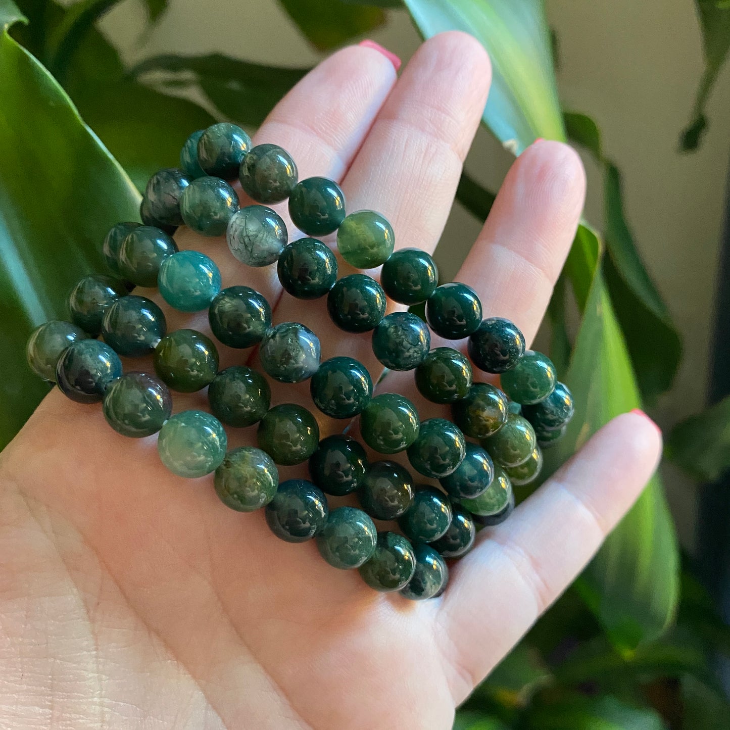 Moss Agate Bead Bracelets - Earth Elements UK