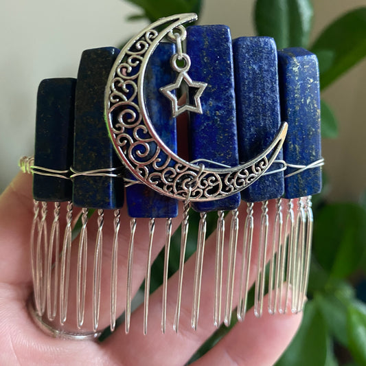 Crystal Moon Hair Slider Pin - Earth Elements UK