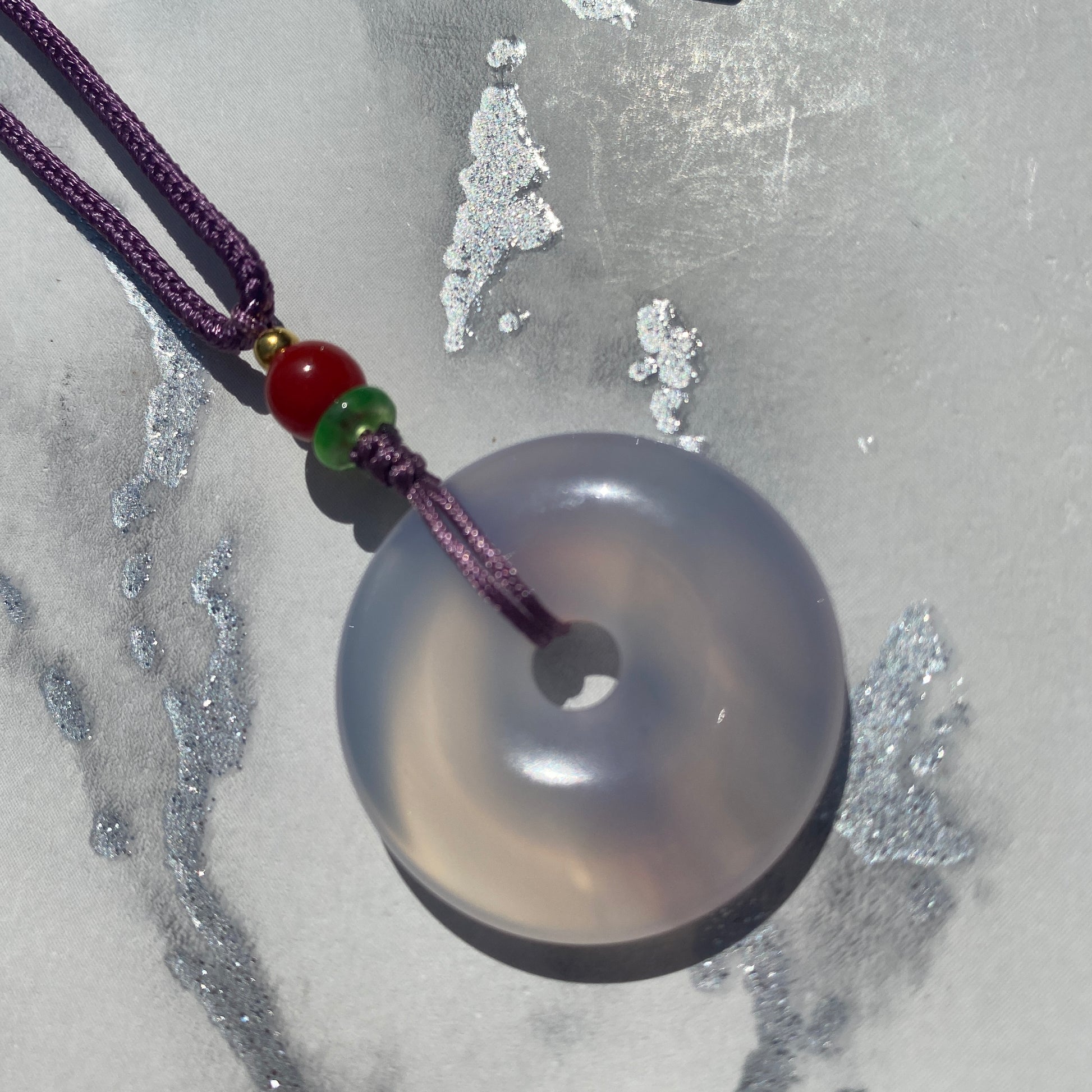Pink Chalcedony Donut Necklace - Earth Elements UK