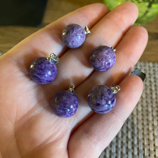 Charoite Sphere Pendants - Earth Elements UK