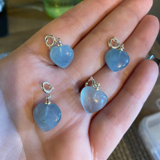 Aquamarine Heart Charms - Earth Elements UK