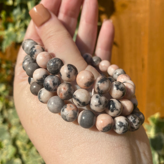 Pink Zebra Jasper Bead Bracelets - Earth Elements UK