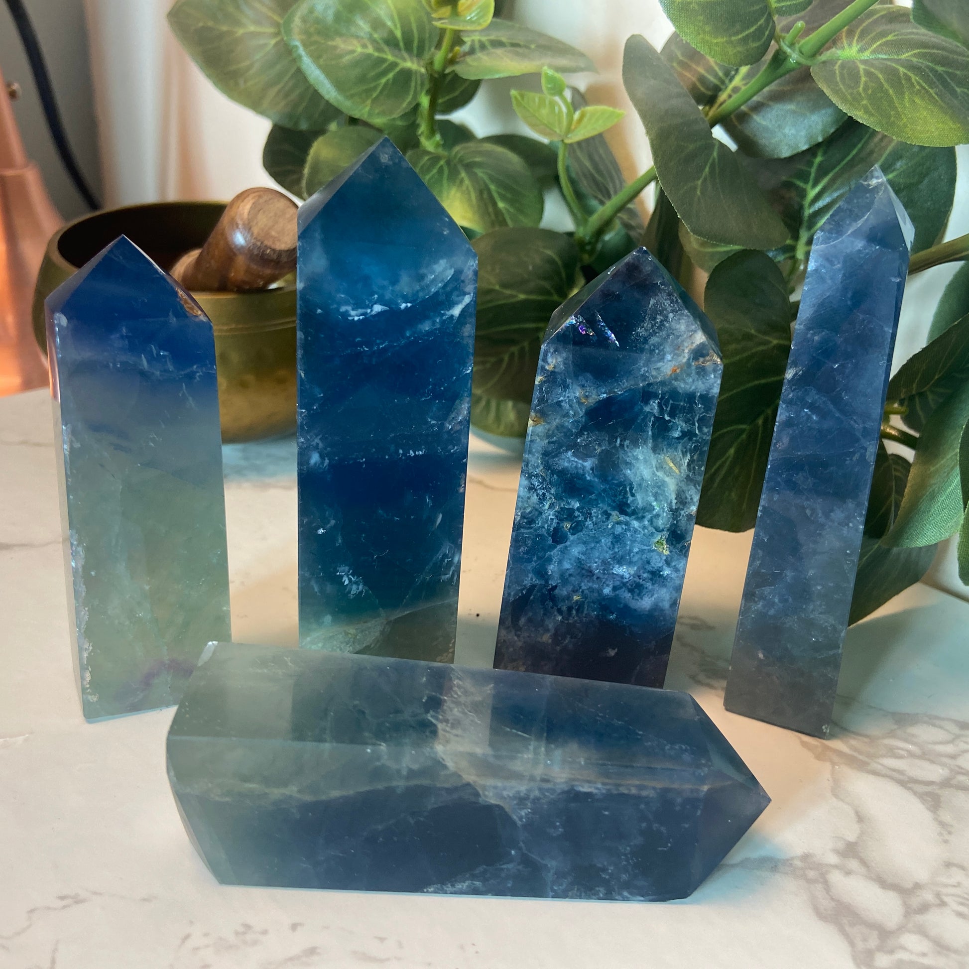 Blue Fluorite Points - Earth Elements UK