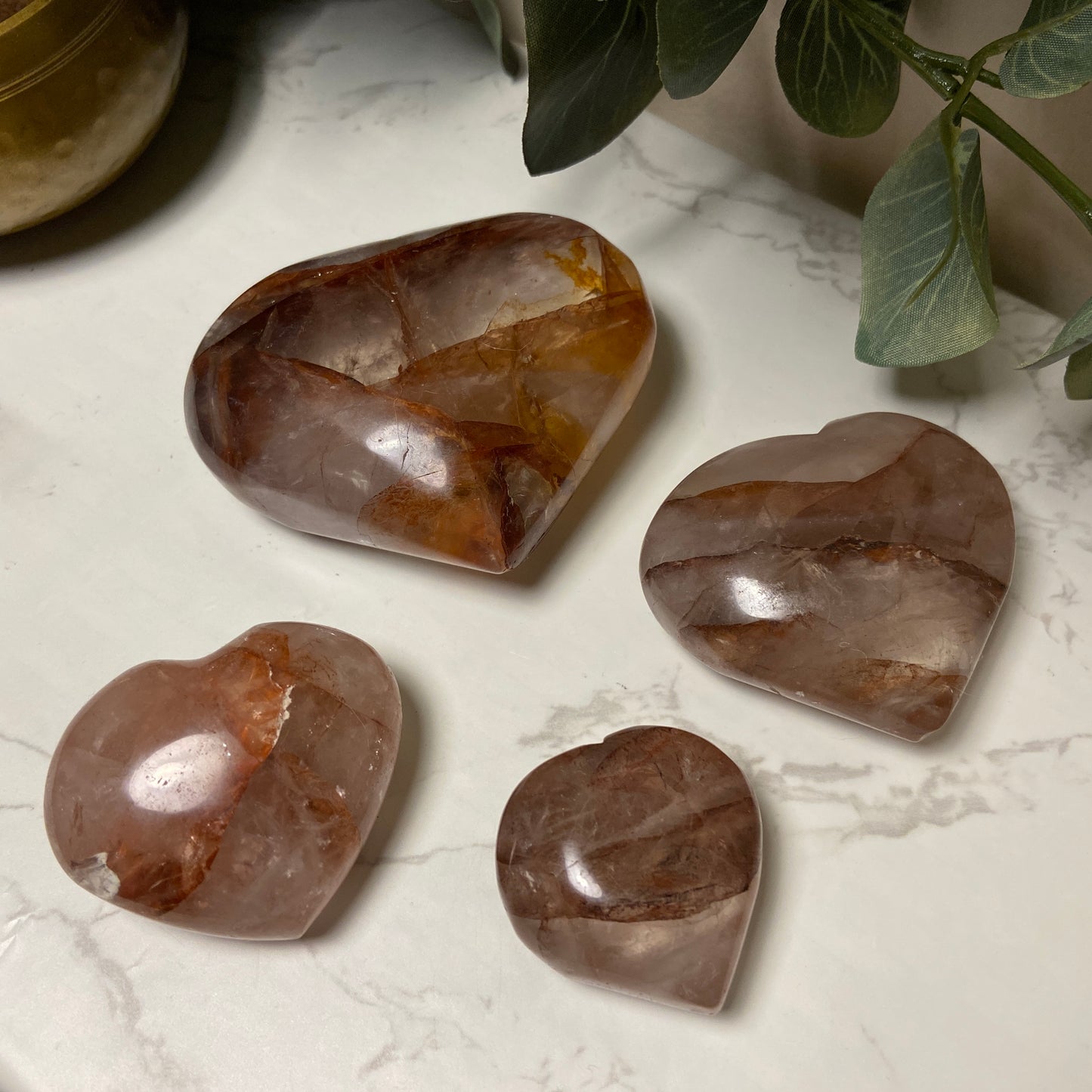 Puffed Fire Quartz Hearts - Earth Elements UK