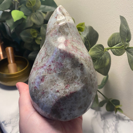 XL Pink Tourmaline / Smokey Quartz / Purple Mica Flame - Earth Elements UK